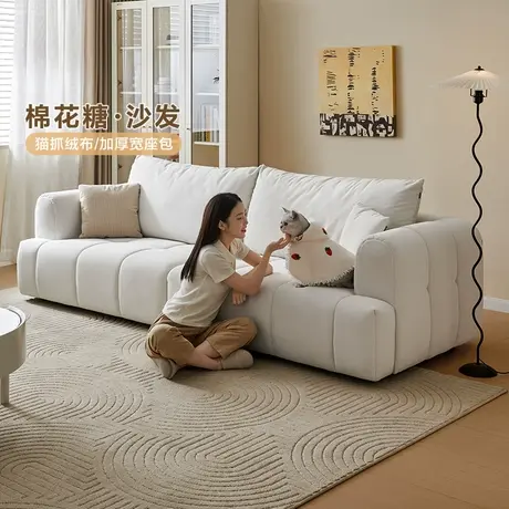 全友家居现代简约布艺沙发客厅2024新款多功能白色沙发111118图片