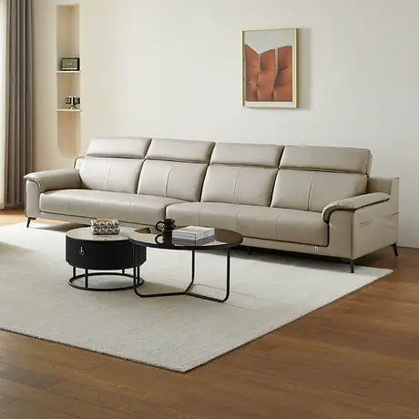 双虎意式极简真皮沙发客厅轻奢现代简约大小户型组合直排沙发515图片