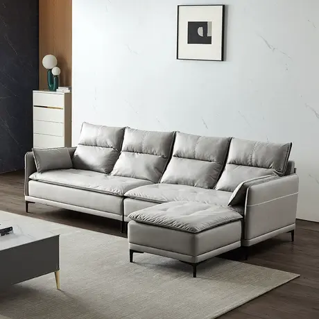 双虎轻奢现代沙发客厅三四人位直排意式极简乳胶科技布艺沙发065商品大图