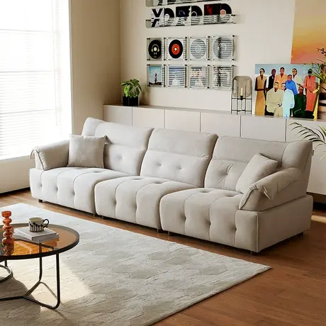双虎 奶油风沙发小户型客厅2024新款现代轻奢三人位直排沙发23866商品大图