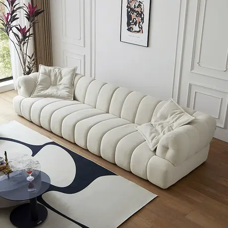 双虎 云朵沙发小户型客厅现代简约直排三人法式奶油风布沙发23868商品大图