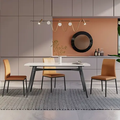 双虎 极简餐桌高级感小户型现代简约大理石岩板餐厅桌椅家用18007图片