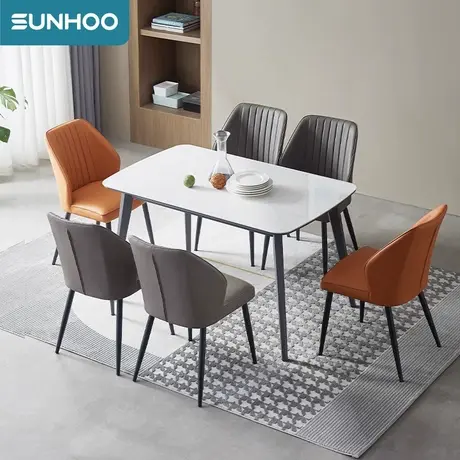 双虎 大理石餐桌高端大气轻奢小户型家用岩板长方形餐桌椅组合319图片