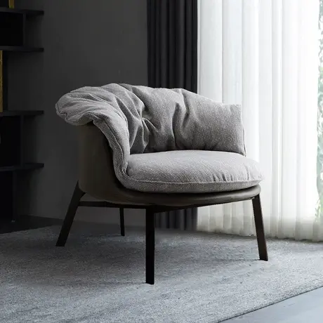 意式极简沙发椅简约小户型客厅家用休闲椅北欧创意设计师贝壳椅商品大图