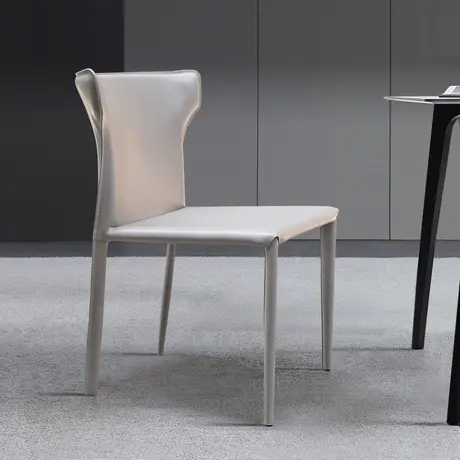 沃购轻奢马鞍皮椅子家用北欧餐厅餐椅现代简约书桌椅设计师靠背椅图片