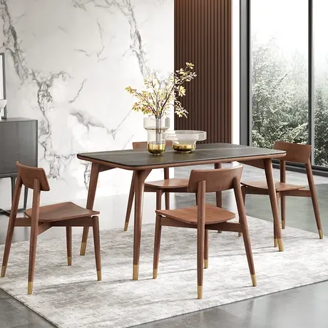 沃购意式极简进口岩板餐桌椅组合饭桌家用北欧小户型现代简约设计图片