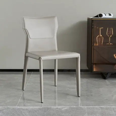 北欧马鞍皮餐椅轻奢意式家用餐厅皮艺椅子设计师极简靠背椅书桌椅图片