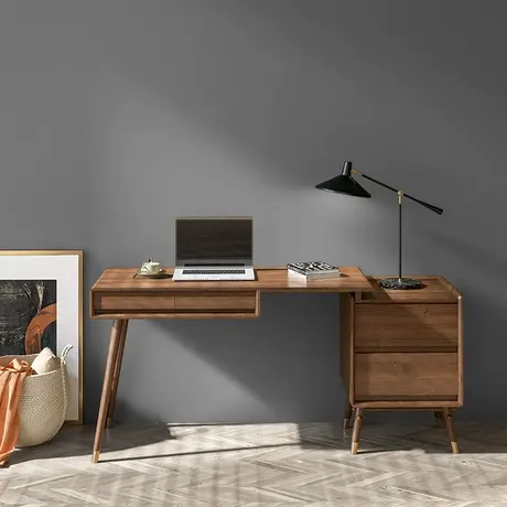 沃购轻奢全实木书桌现代简约多功能写字台小户型家用电脑家用桌子图片
