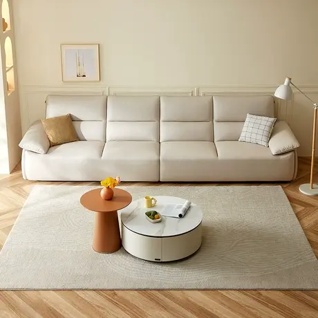 全友家居现代简约布艺沙发客厅豆腐块科技布沙发+茶几组合111059图片