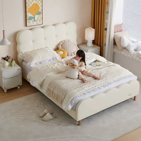 【门店】全友家居儿童软包床有机硅生态皮床实木架儿童床116023图片