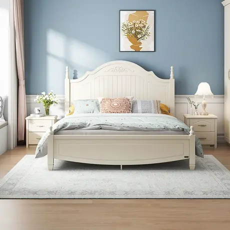 【门店】全友家居板式床韩式田园双人床1.8米公主床储物床图片