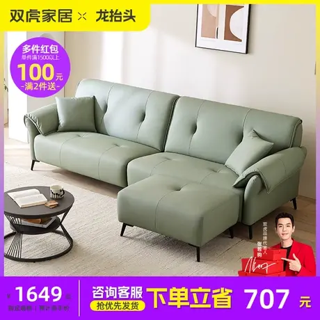 双虎科技布沙发现代简约客厅直排小户型轻奢猫爪皮沙发组合23813图片