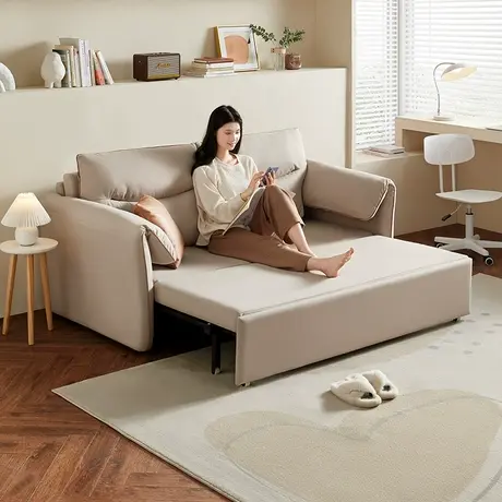 【门店】全友家居布艺沙发床易清洁科技布可折叠小户型沙发111032图片