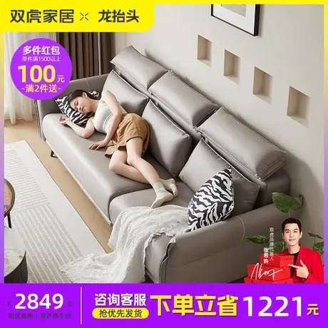 双虎科技布艺沙发床折叠两用小户型客厅现代简约直排一字型23858S商品大图