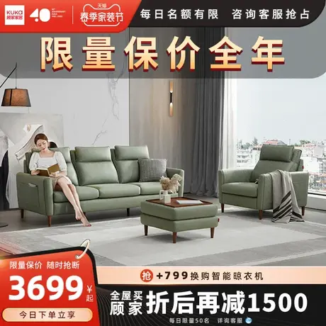 顾家家居现代简约独立靠包科技布收纳沙发小户型高脚客厅组合2083图片