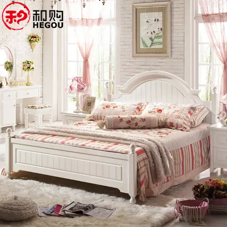和購家具韓式田園床臥室床公主床1.5米高箱床雙人床1.8米實木床06圖片