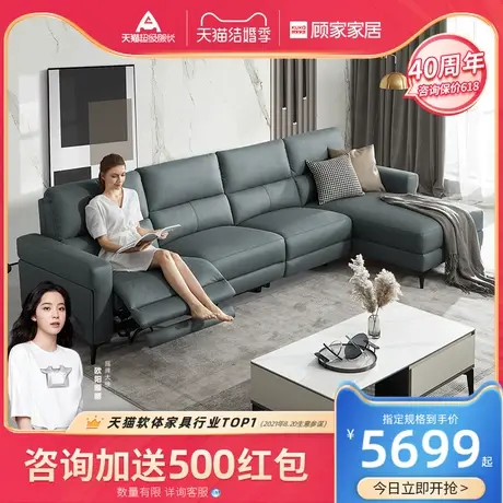 新品顧家家居超纖科技布功能沙發小戶型客廳現代輕奢電動沙發6030圖片